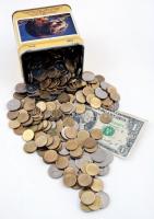 ~1990-2000. 1Ft-, 2Ft-os érmékből álló tétel 1kg-os súlyban + Amerikai Egyesült Államok 2006. 1$ &qu...