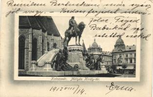 Kolozsvár, Mátyás király tér és szobor / square and statue (EK)
