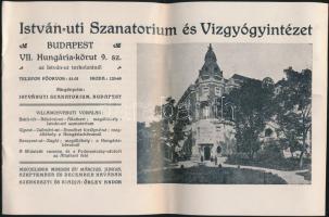 1910-1920 Bp.VII. Hungária körút, Az István úti Szanatórium és Vízgyógyintézet fényképekkel illusztrált katalógusa, 14p