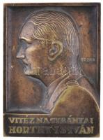 Erdey Dezső (1902-1957) 1943. "Vitéz Nagybányai Horthy István" egyoldalas öntött bronz plakett (120x85mm) T:2- HPII 757.