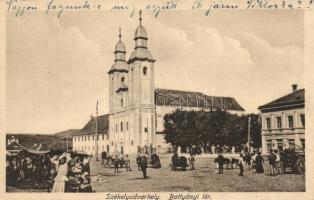 Székelyudvarhely, Batthyány tér, templom, piac / square, church, market