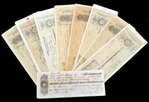 1871-1910. 9db kitöltött és kitöltetlen váltó, legtöbb klf helyen kiállítva, közte Pilis, Budafok  T...