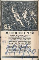 1939 Meghívó a felszabadult Komárom magyar iparos asszonyai által a Katolikus Legényegylet helyiségeiben rendezett iparos bálra, a meghívón a Harmos Károly(1879-1956) által készített grafikával
