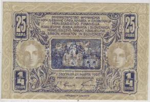 Jugoszlávia 1921. 25P/ 1/4D T:I