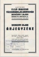 1937. "Első Magyar Tűzzománcjelvénygyár Berényi Lajos - Verseny-díjak árjegyzéke" képekkel, a borítón "Általános Ipartestület Sashalom" bélyegzéssel