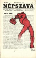 Népszava, Itt az írás! Munkásosztály propaganda / Hungarian newspaper advertisement, working class propaganda s: Biró (EK)