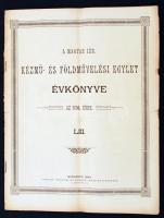 1896 Bp., A Magyar Izraelita Kézmű- és Földművelési Egylet évkönyve az 1895. évre LIII., kiadta a Corvina Irodalmi és Nyomdai Részvénytársaság, benne német és magyar nyelvű összefoglalóval