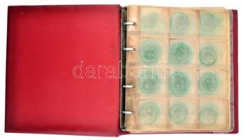 Piros, használt érmetartó album összesen 140 férőhellyel