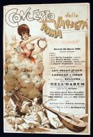 1898 Concerto delle Varietá Roma programja, litho plakát szép állapotban, 22x32 cm