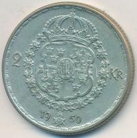 Svédország 1950. 2Kr Ag "V. Gusztáv" T:2-,2 Sweden 1950. 2 Kronor Ag "Gustaf V" C:VF,XF