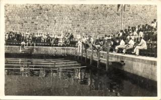 1931 Dubrovnik, magyar-jugoszláv úszóverseny, Laky Károly startja / Hungarian-Yugoslavian swimming race, photo