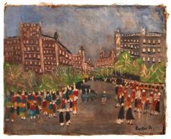 Berkes jelzéssel: Utca részlet. Olaj, vászon, 40×50 cm