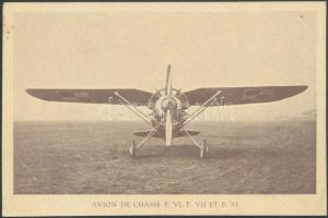 cca 1930 Korabeli nyomtatvány repülőgép típusok látótávolságára vonatkozólag:Etablissements Nationaux D'Aéronautique Varsovie: Avion de Chasse P. VI. et P. XI., 10x14cm