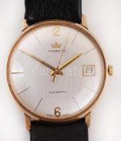 Marvin automatic arany (Au) 9K tokos férfi karóra, működik, számlapon apró karcolás, bőr szíjjal, er...