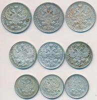 Orosz Birodalom 1914-1916. 10k Ag (3x) + 15k Ag (3x) + 20k Ag (3xklf) T:2,2-
Russian Empire 1914-191...