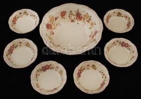 Zsolnay pillangó mintás kompótos készlet, kézzel festett, jelzett, hibátlan, összesen: 7 db