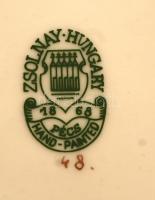 Zsolnay pillangó mintás kompótos készlet, kézzel festett, jelzett, hibátlan, összesen: 7 db