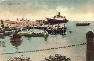 Balatonfüred, csónakok, gőzhajó (EK)