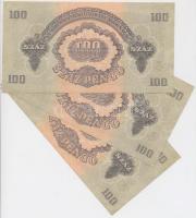 1944. 100P (3x) "A Vörös Hadsereg Parancsnoksága" közeli sorszámok T:I- hajtatlanok