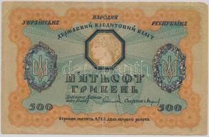 Ukrajna / Autonóm Köztársaság 1918. 500H T:III,III-
Ukraine / Autonomous Republic 1918. 500 Hryven C...