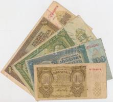 Független Horvát Állam 1941. 10K + 100K + 500K + 1000K T:III,III- Independent State of Croatia 1941. 10 Kuna + 100 Kuna + 500 Kuna + 1000 Kuna C:F,VG