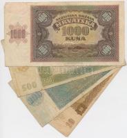 Független Horvát Állam 1941. 10K + 100K + 500K + 1000K T:III,III-
Independent State of Croatia 1941....
