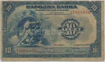 Jugoszlávia/Szerb-Horvát-Szlovén Királyság 1920. 10D T:III-,IV Yugoslavia/Kingdom of the Serbs, Croats and Slovenes 1920. 10 Dinara C:VG,G Krause 21