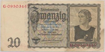 Német 3. Birodalom 1939. 20M T:I-,II hajtatlan, sarokhajlás
German Third Reich 1939. 20 Mark C:AU,XF...