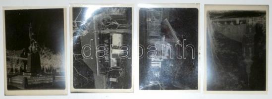 cca 1930 Izsák, Filmszínház, Hangya szövetkezet 3 db 6x9 cm-es fotó és 3 db negatív