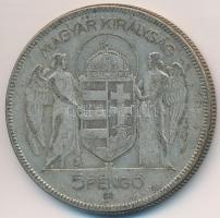 1930. 5P Ag "Horthy jobbra" T:3 patina
Adamo P8