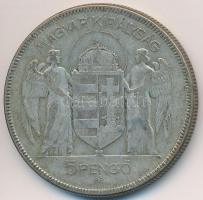 1930. 5P Ag "Horthy jobbra" T:3 patina
Adamo P8