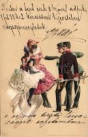 Magyar tisztek a bálban / Hungarian officers at the ball; Kosmos 191. Geiger litho