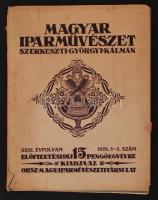 1928 A Magyar Iparművészet, az Országos Iparművészeti Társulat lapja XXXi. évfolyama 1-2. száma, fotókkal, színes mellékletekkel, 47p