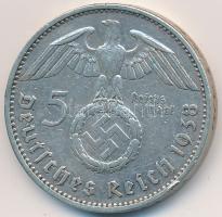Német 3. Birodalom 1938A 5M Ag "Hindenburg" T:2-
German Third Reich 1938A 5 Marks Ag &quot...