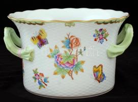 Herendi Viktória mintás nagy kaspó, kézzel festett, jelzett, hibátlan, m:15,5 cm, d:25 cm