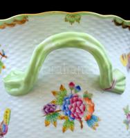 Herendi Viktória mintás nagy kaspó, kézzel festett, jelzett, hibátlan, m:15,5 cm, d:25 cm