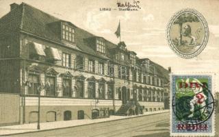 Liepaja, Libau; Stadtduma / town hall, lion, litho (EB)