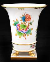 Herendi Viktória mintás karmos váza, kézzel festett, jelzett, hibátlan, m:18 cm, d:15 cm