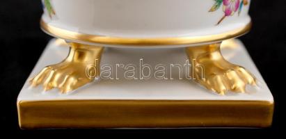 Herendi Viktória mintás karmos váza, kézzel festett, jelzett, hibátlan, m:18 cm, d:15 cm