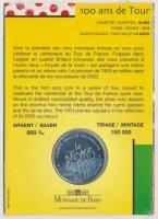 Franciaország 2003. "A Tour de France centenáriuma" Ag emlékérem emléklapon (13g/0.900/30m...