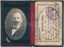 1921 Fényképes igazoló jegy, mely szabad belépésre jogosít a budapesti marhaközvágóhíd és vásártér területére