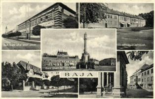 Baja, Deák Ferenc utcai elemi iskola, Vármegyei bérházak, Róna szanatórium, Ciszt. rend III. Béla reálgimnáziuma, Szent István tér, Városháza (EK)