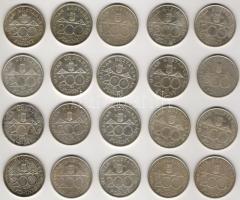 1992-94. 200Ft Ag (20x) "Deák" és "MNB" vegyesen T:BU