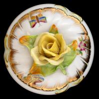 Herendi Viktória mintás bonbonier, kézzel festett, jelzett, hibátlan, m:11 cm, d:12 cm