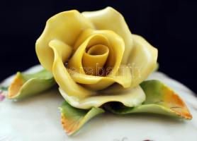 Herendi Viktória mintás bonbonier, kézzel festett, jelzett, hibátlan, m:11 cm, d:12 cm