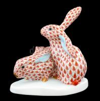 Herendi pikkely mintás nyuszi párban, kézzel festett, jelzett (Vastag Géza), hibátlan, m:13,5 cm, 10...