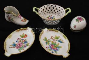 Herendi Viktória mintás tárgyak (5 db), kézzel festett, jelzett, hibátlan