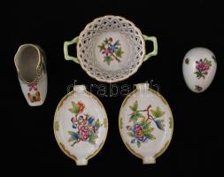 Herendi Viktória mintás tárgyak (5 db), kézzel festett, jelzett, hibátlan