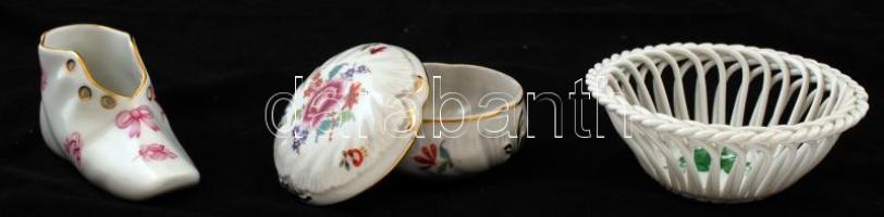 Herendi tárgyak (3 db), kézzel festett, jelzett, hibátlan