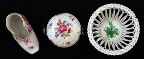 Herendi tárgyak (3 db), kézzel festett, jelzett, hibátlan